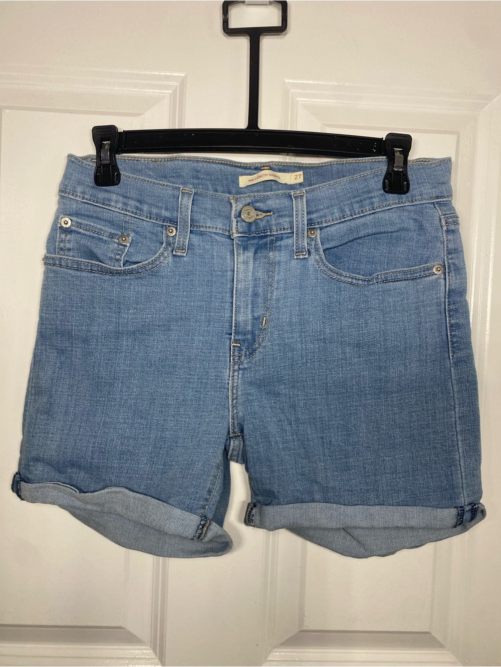Levi's Light Blue Rolled Cuff Denim Shorts